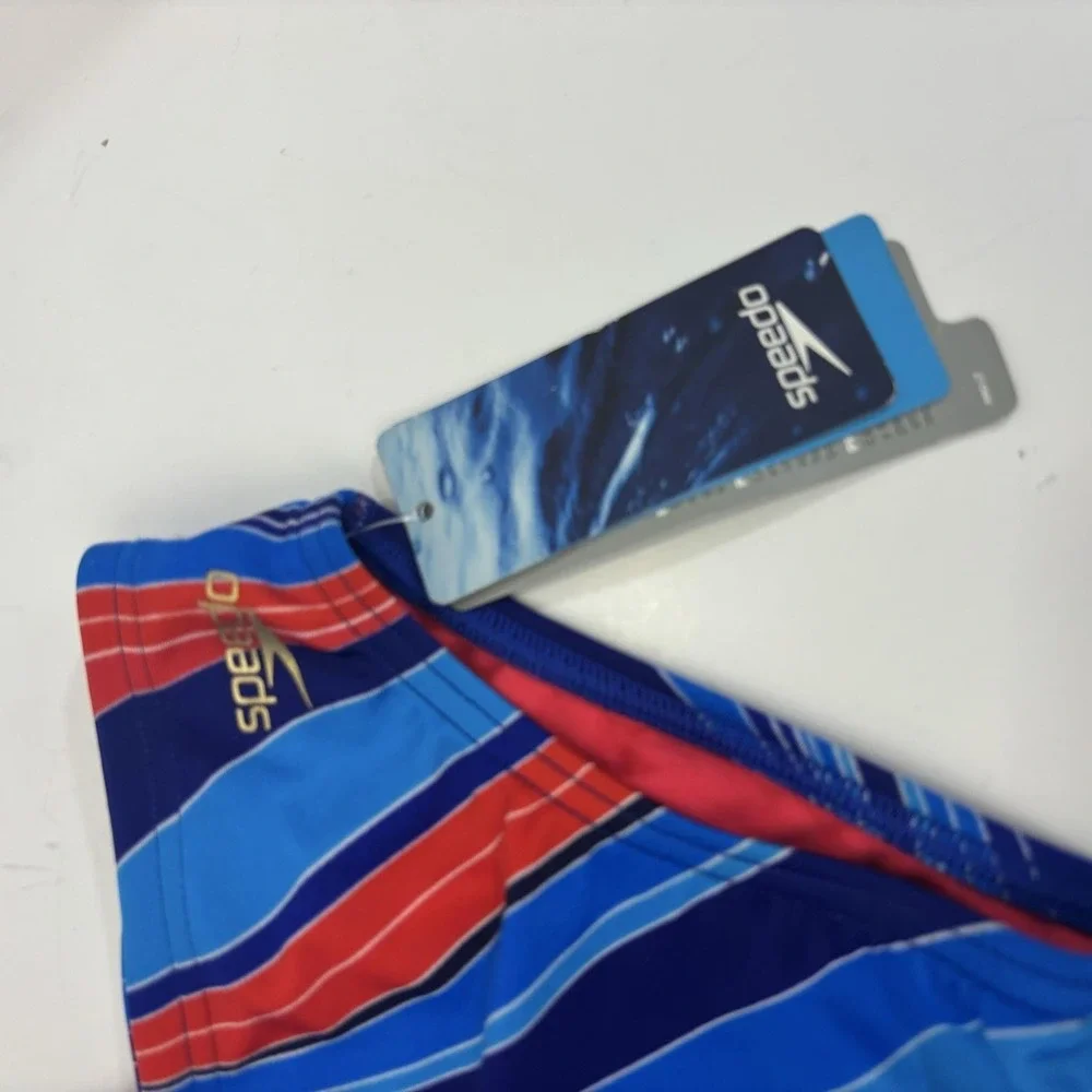 NWT Speedo Pro LT Competitive Swim Briefs Boys 26 / 10 Blue Stripe Racing